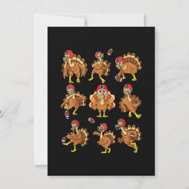 Thanksgiving Turkiet Football Players Quarterback  Inbjudningar (Framsida)