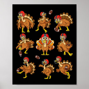Thanksgiving Turkiet Football Players Quarterback Poster