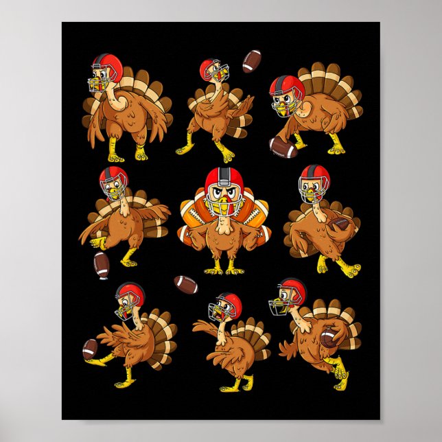 Thanksgiving Turkiet Football Players Quarterback  Poster (Framsidan)