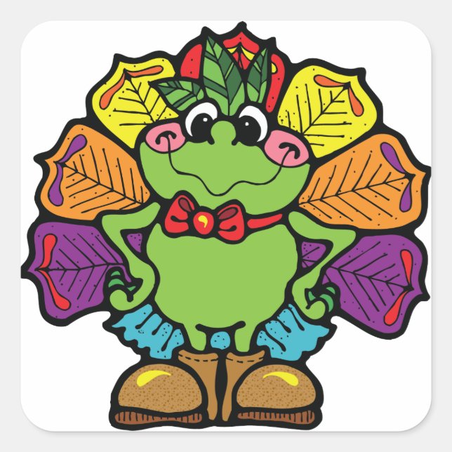 Thanksgiving Turkiet Frog Fyrkantigt Klistermärke (Framsida)