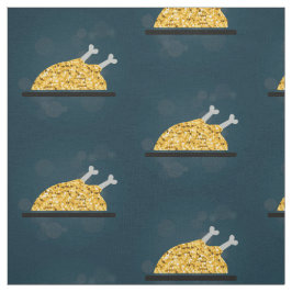 Thanksgiving Turkiet Graphic Guld Faux Glitter Tyg