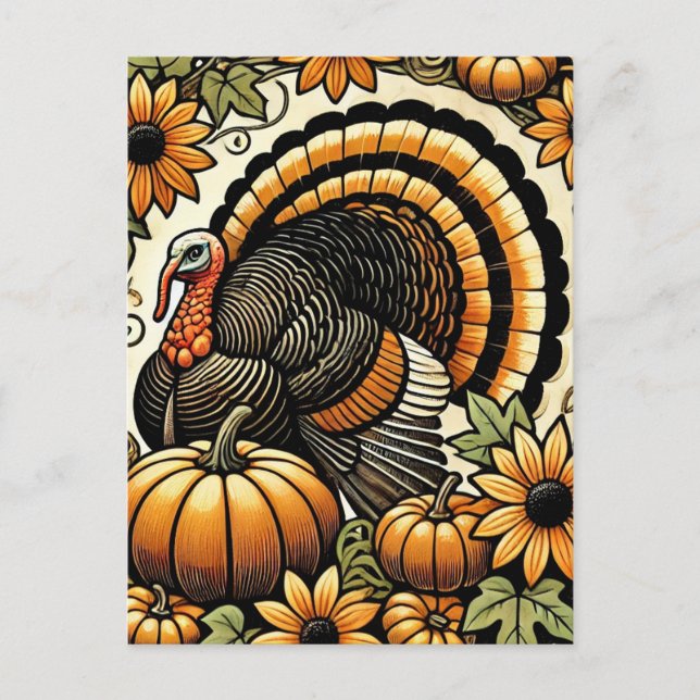 Thanksgiving Turkiet Helg Vykort (Framsida)