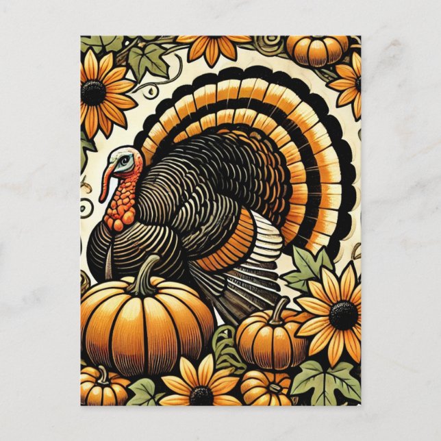 Thanksgiving Turkiet Helg Vykort (Framsida)