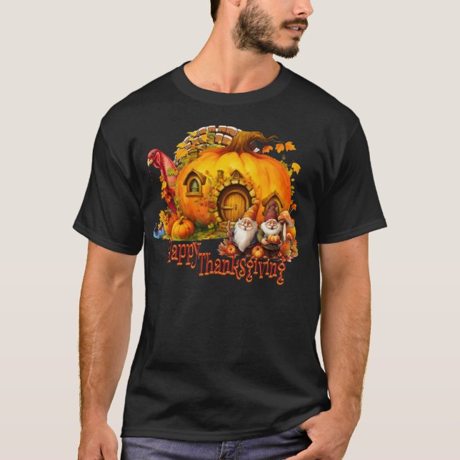 Thanksgiving Turkiet Horror Gnomes T Shirt (Framsida)