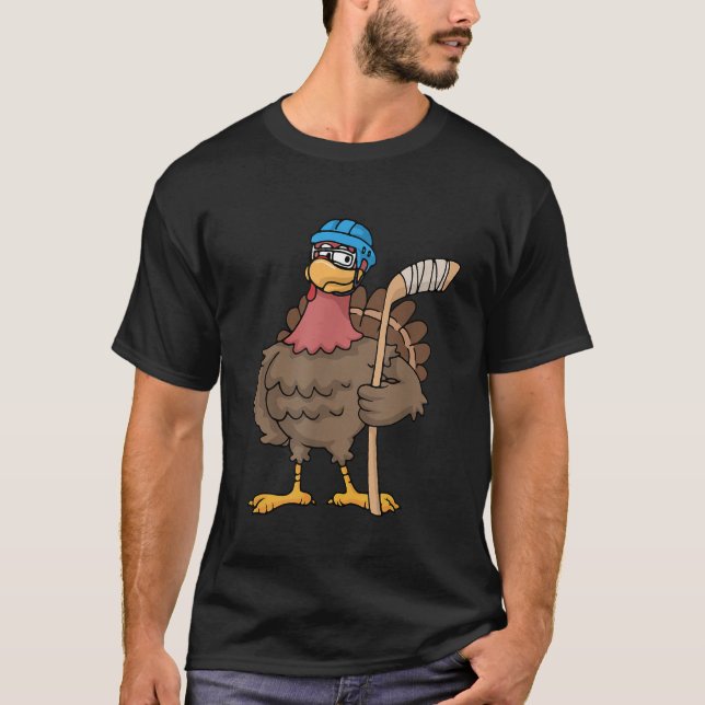Thanksgiving Turkiet Ice Hockey Tshirt Helmet Pump T Shirt (Framsida)