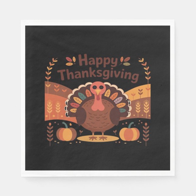 Thanksgiving Turkiet - Klass för höstklass Helgdag Pappersservett (Framsidan)
