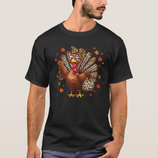 Thanksgiving Turkiet Leopard Skriv ut höstblomma T Shirt