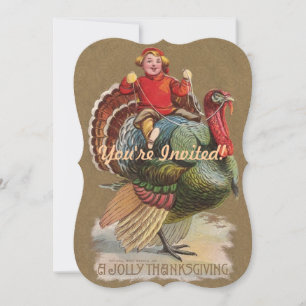 Thanksgiving Turkiet Lusnyj Vintage Hälsning Inbjudningar