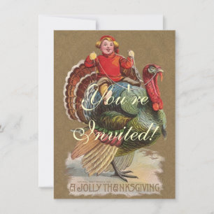 Thanksgiving Turkiet Lusnyj Vintage Hälsning Inbjudningar