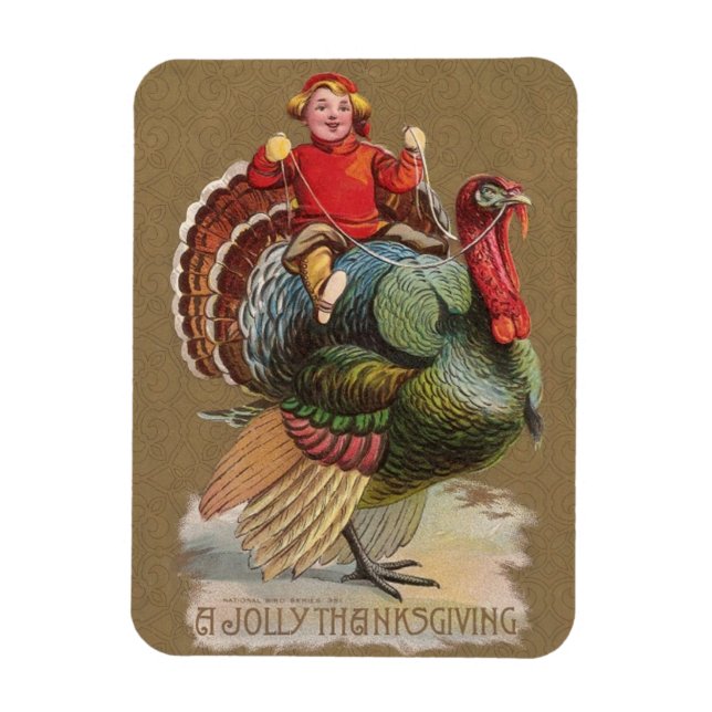 Thanksgiving Turkiet Lusnyj Vintage Hälsning Magnet (Vertikal)