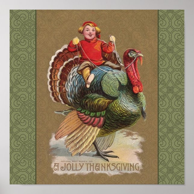 Thanksgiving Turkiet Lusnyj Vintage Hälsning Poster (Framsidan)