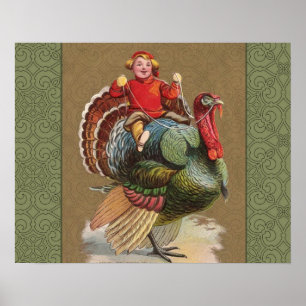 Thanksgiving Turkiet Lusnyj Vintage Hälsning Poster