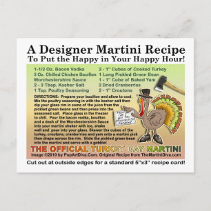 Thanksgiving Turkiet Martini Recipe-vykort Vykort