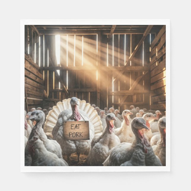 Thanksgiving Turkiet med ett lustigt tecken Pappersservett (Framsidan)