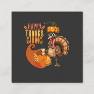 Thanksgiving Turkiet med Pumpkin Hat Fyrkantigt Visitkort
