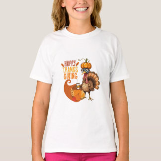 Thanksgiving Turkiet med Pumpkin Hat T Shirt