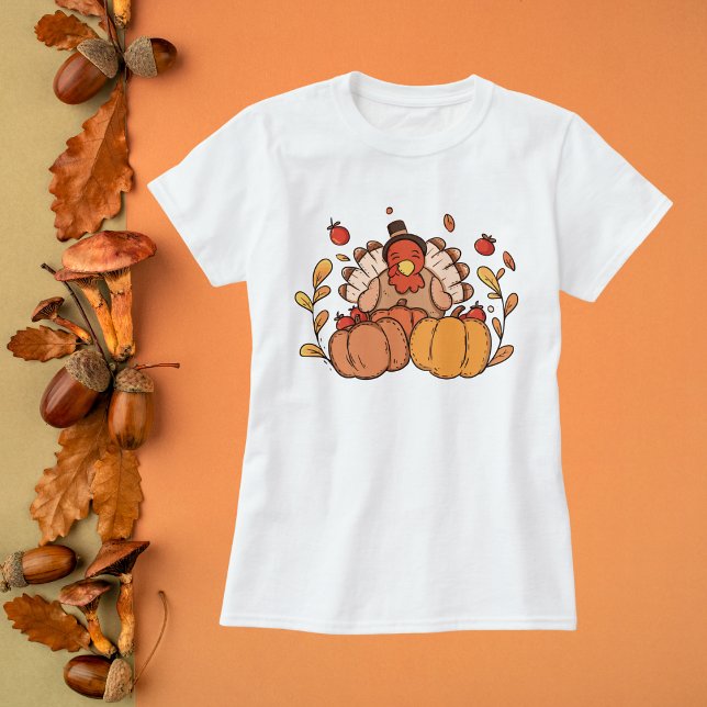 Thanksgiving Turkiet med pumpor T Shirt (Skapare uppladdad)