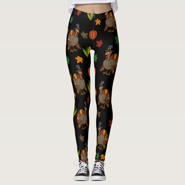 Thanksgiving Turkiet mönster Leggings (Framsida)