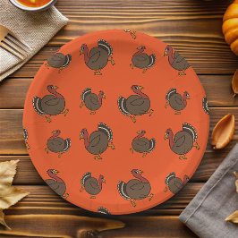 Thanksgiving Turkiet Mönster Orange Papper Plattor