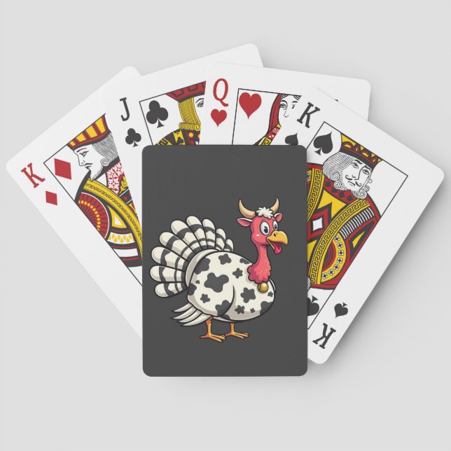 Thanksgiving Turkiet Moo Cow Head Funny Fall Famil Casinokort (Baksidan)