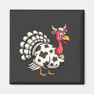 Thanksgiving Turkiet Moo Cow Head Funny Fall Famil Magnet