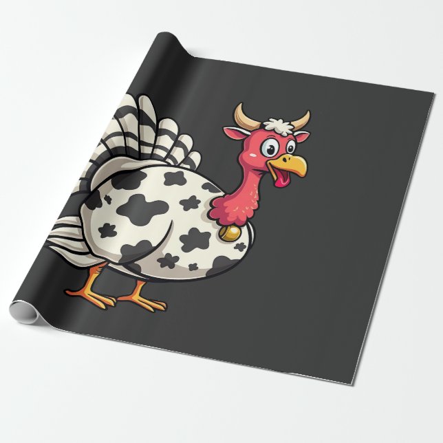 Thanksgiving Turkiet Moo Cow Head Funny Fall Famil Presentpapper (Utrullad)