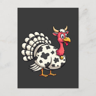 Thanksgiving Turkiet Moo Cow Head Funny Fall Famil Vykort