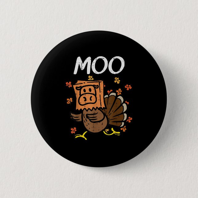 Thanksgiving Turkiet Moo Cow Head Funny Fall Manar Knapp (Framsida)