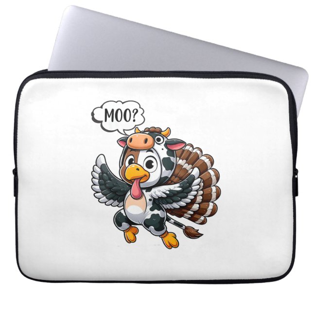 Thanksgiving Turkiet Moo Cow Head Funny Fall Manar Laptop Fodral (Framsidan)