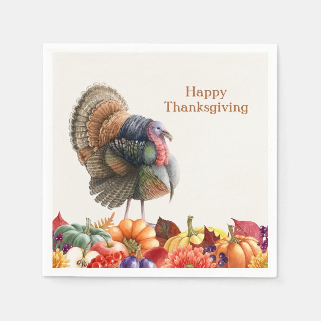 Thanksgiving Turkiet Napkin Pappersservett (Framsidan)
