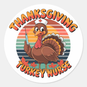 Thanksgiving Turkiet Nurse Runt Klistermärke