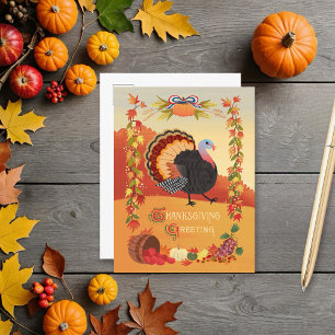 Thanksgiving Turkiet och Fall Harvest Vykort