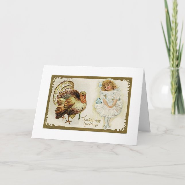 Thanksgiving Turkiet och gratulationskort för små  Helgkort (Framsida)