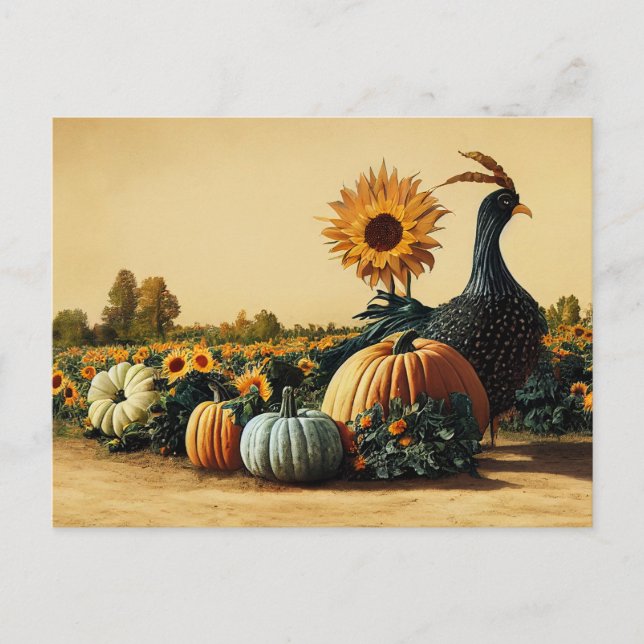 Thanksgiving Turkiet och pumpor Vykort (Framsida)
