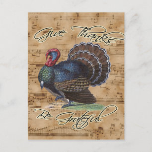 Thanksgiving Turkiet om Vintage Music Lakan Helg Vykort