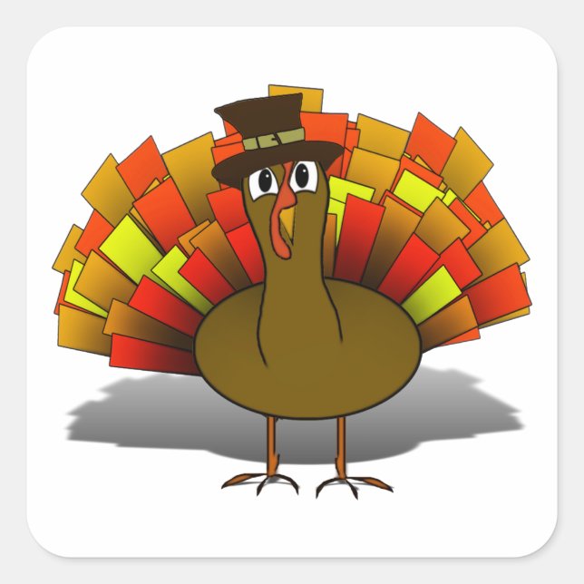 Thanksgiving Turkiet Pilgrim Fyrkantigt Klistermärke (Framsida)