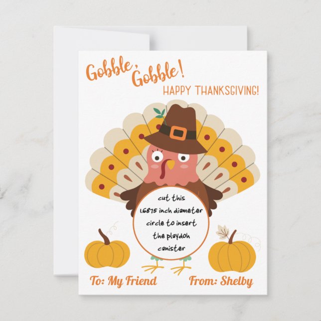 Thanksgiving Turkiet Play Doh Gift Card Inbjudningar (Framsida)