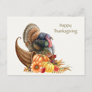 Thanksgiving Turkiet Pumpkins Postcard Vykort