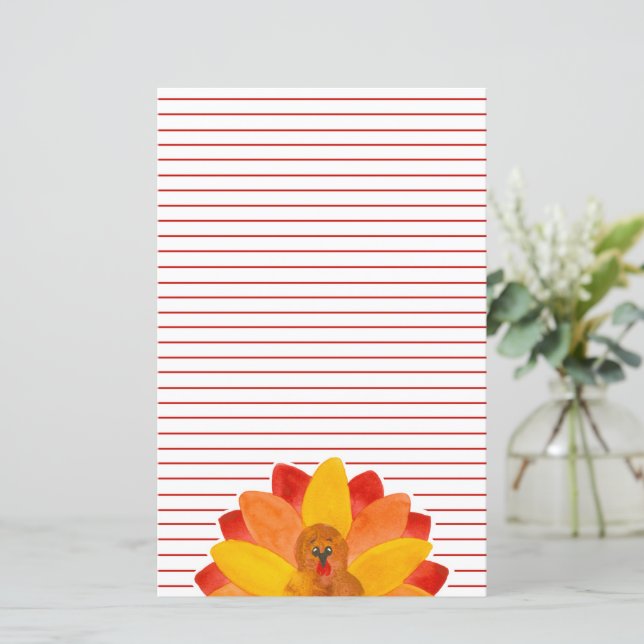 Thanksgiving Turkiet Red Led Stationery Papper (Stående Fram)