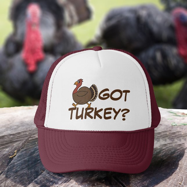 Thanksgiving Turkiet Retro Truckerkeps (Got Turkey? A fun retro trucker hat to wear at Thanksgiving)