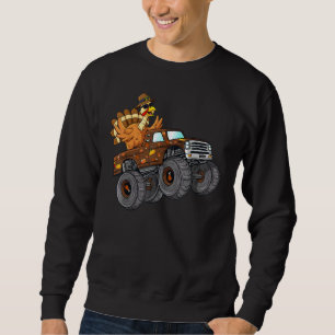 Thanksgiving Turkiet Riding Monster Lastbil Boys K Lång Ärmad Tröja