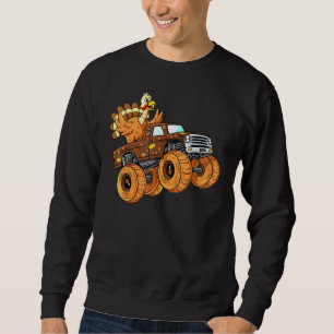 Thanksgiving Turkiet Riding Monster Lastbil Boys K Lång Ärmad Tröja