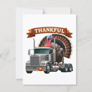 Thanksgiving Turkiet Riding Semi Lastbil Vykort