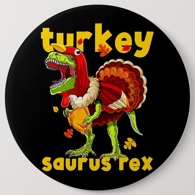 Thanksgiving Turkiet Saurus T Rex Pilgrim Dinosaur Knapp (Framsida)