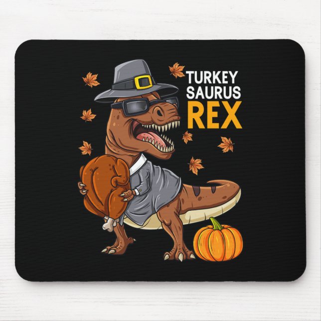 Thanksgiving Turkiet Saurus T Rex Pilgrim Dinosaur Musmatta (Framsidan)