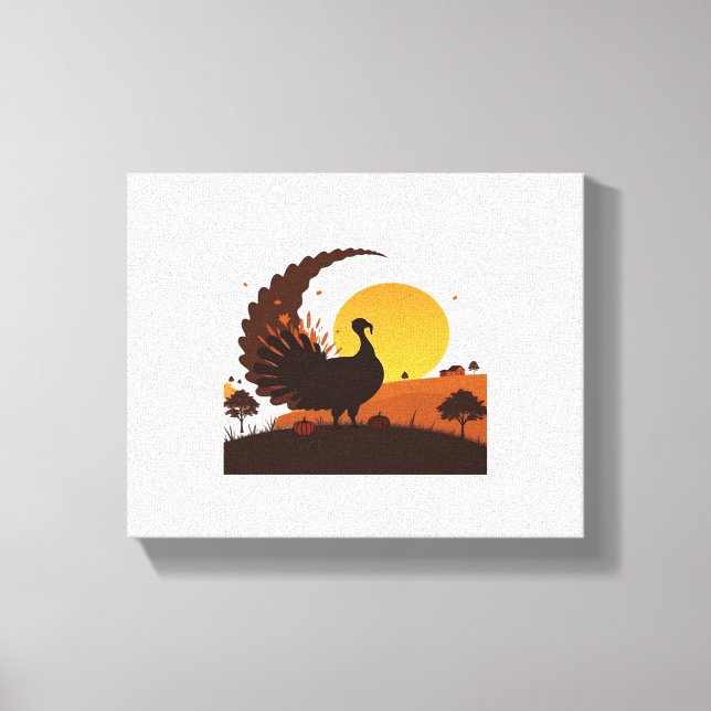 Thanksgiving Turkiet Silhouette - Sunset Harvest S Canvastryck (Framsida)
