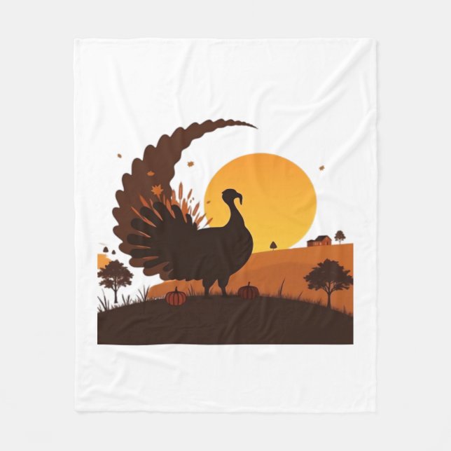 Thanksgiving Turkiet Silhouette - Sunset Harvest S Fleecefilt (Framsidan)