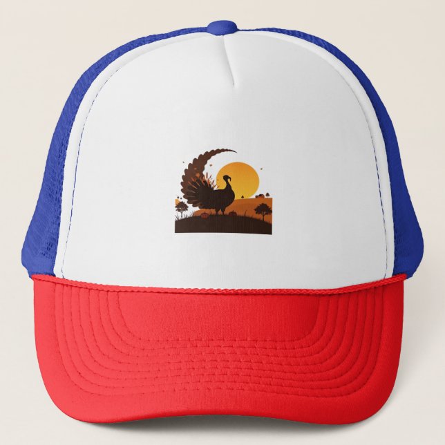 Thanksgiving Turkiet Silhouette - Sunset Harvest S Keps (Framsida)