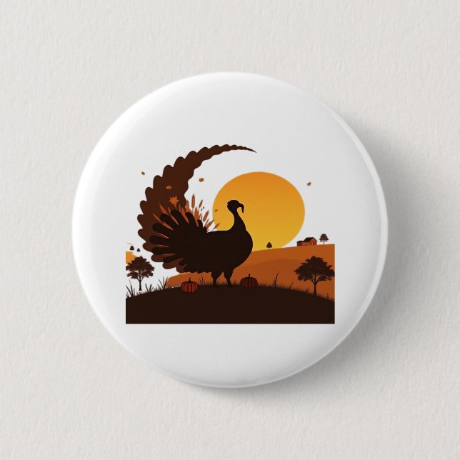 Thanksgiving Turkiet Silhouette - Sunset Harvest S Knapp (Framsida)