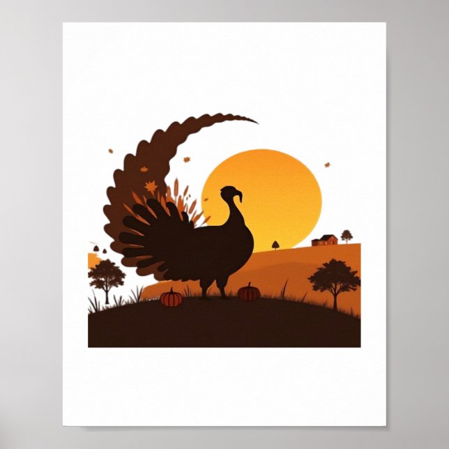 Thanksgiving Turkiet Silhouette - Sunset Harvest S Poster (Framsidan)